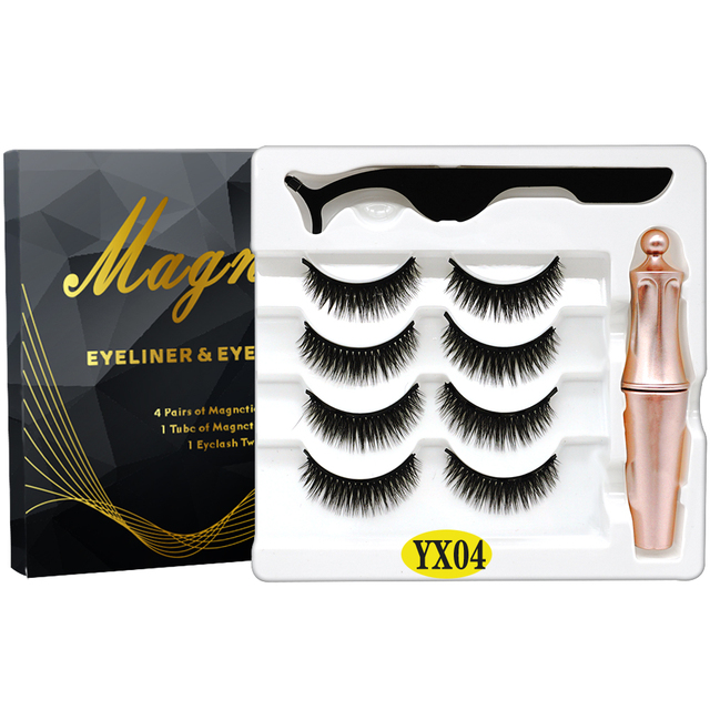 8PCS 2022 New 5 Magnet Magnetic Eyeliner 3D Kit Mink Eyelashes Natural with False Lashes with Tweezers