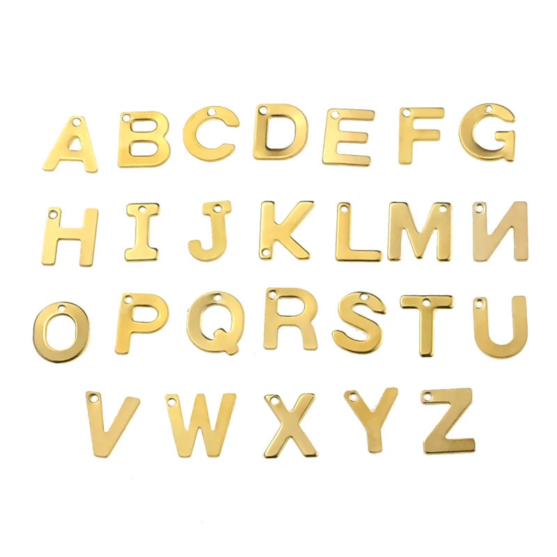100 шт. ювелирные изделия из нержавеющей стали Золотая подвеска в виде букв
