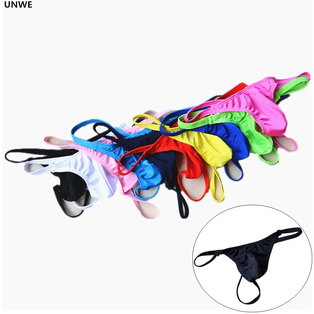 

UNWE 2019 New Sexy G String Thongs Underwear Male Gay Bulge Pouch Men Elastic T-back Erotic Lingerie Simple Thin Belt Tanga
