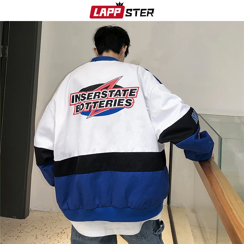 LAPPSTER Men Patchwork Streetwear Bomber Jackets 2021 Autumn Mens Korean Fashions Windbreaker Harajuku Hip Hop Jackets Coats