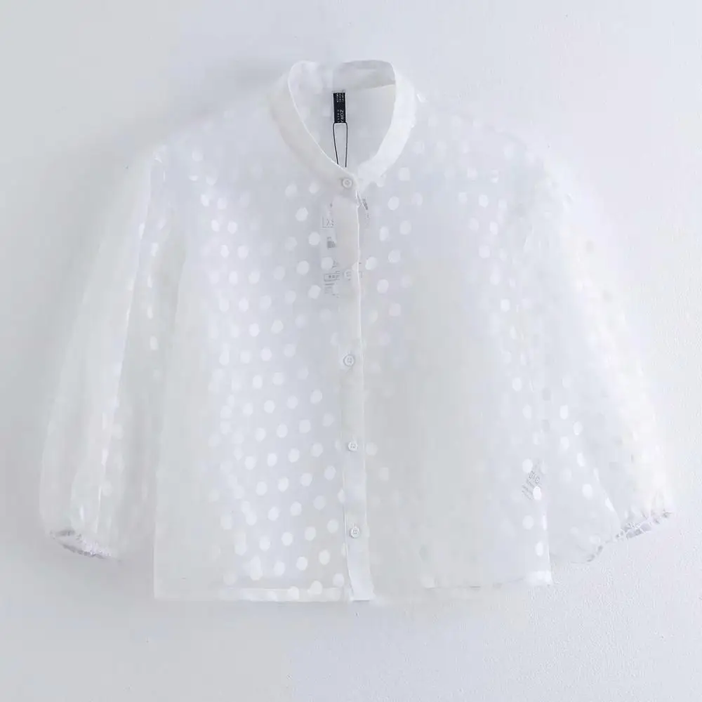 Новинка 2020 женские прозрачные рубашки в горошек женское модное пикантное пальто