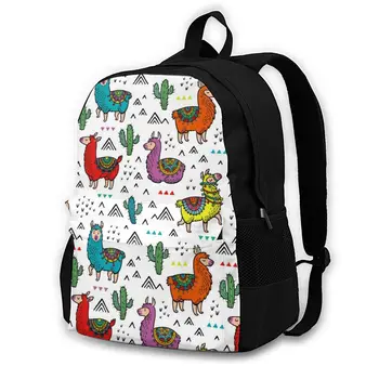 

Men WomenCartoon Llamas Cactuses And Triangles Backpack Students High Middle School Bags For Laptop Travel Backpacks