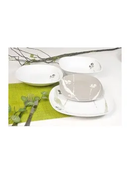 

SERVICE PLATES PORCELAIN X 6 PEOPLE 19 PIECES TWO-COLOR TAUPE WHITE