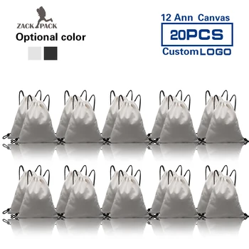 

20pcs Zackpack Custom Logo Drawstring Bag Canvas Backpack Pouch Pocket Student Sports 12A Cotton Kids Traveling bags wholesale