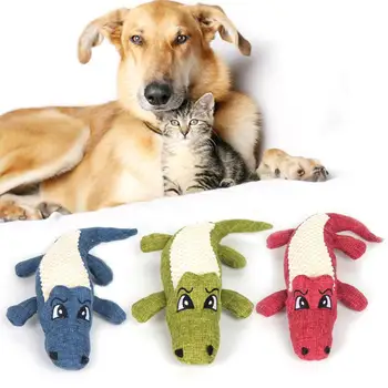 

New Cute Animal Shape Pet Dog Cat Plush Squeak Sound Dog Toys Plush Linen Durability Chew Molar Toy Fit For All Pets Duck Pig