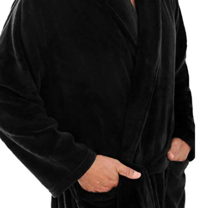 Новые мужские зимние теплый плюш удлиненный шаль Халат домашний Душ одежда длинный халат пальто DO99