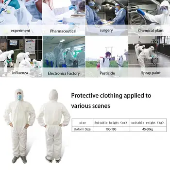

Disposable Protection Gown Indoor Outdoor Coverall Cycling Protection Garment With Hood for Men Women Anti-Fog #CO