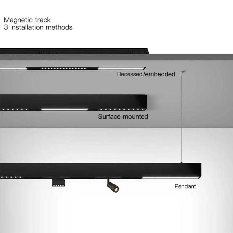 0.5M 1M Ceiling Recessed Magnetic Lamp Track Lighting Connectors Rail Strip Holder Aluminum Suspended LED Magnet Mount Lights