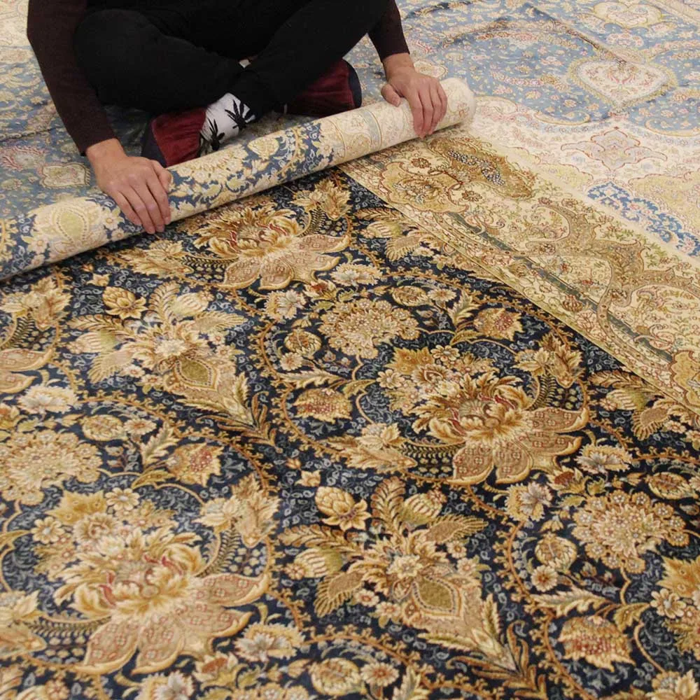 Yilong 5 6 &quotx 8 3 красивые шелковые бежево голубой цвет ручной работы Восточный Иран