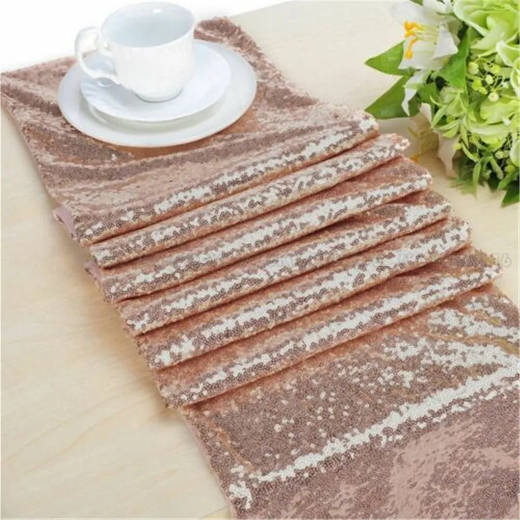 Sequin Table Runners Glitter Sparkle Glam Gold Silver Rose Tableclothes for Party Table Cloth Weddings Decoration Table Runners