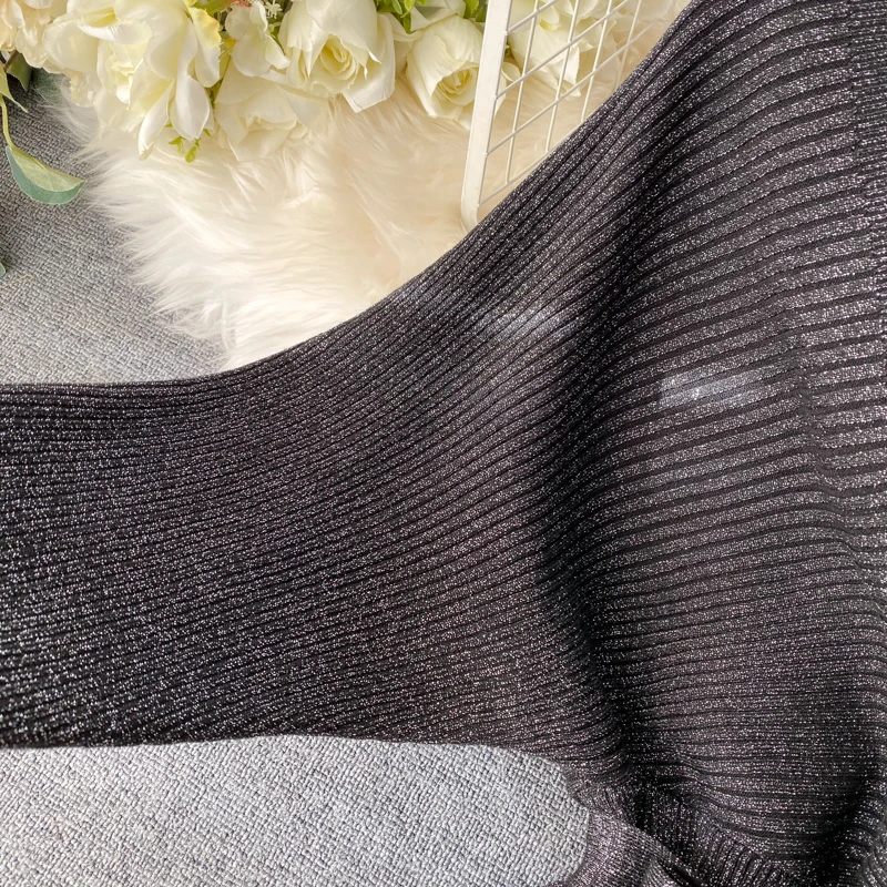 ALPHALMODA яркое шелковое трикотажное платье с рукавом «летучая мышь», женское осенне-зимнее модное Сверкающее вязаное платье, пуловер, платье