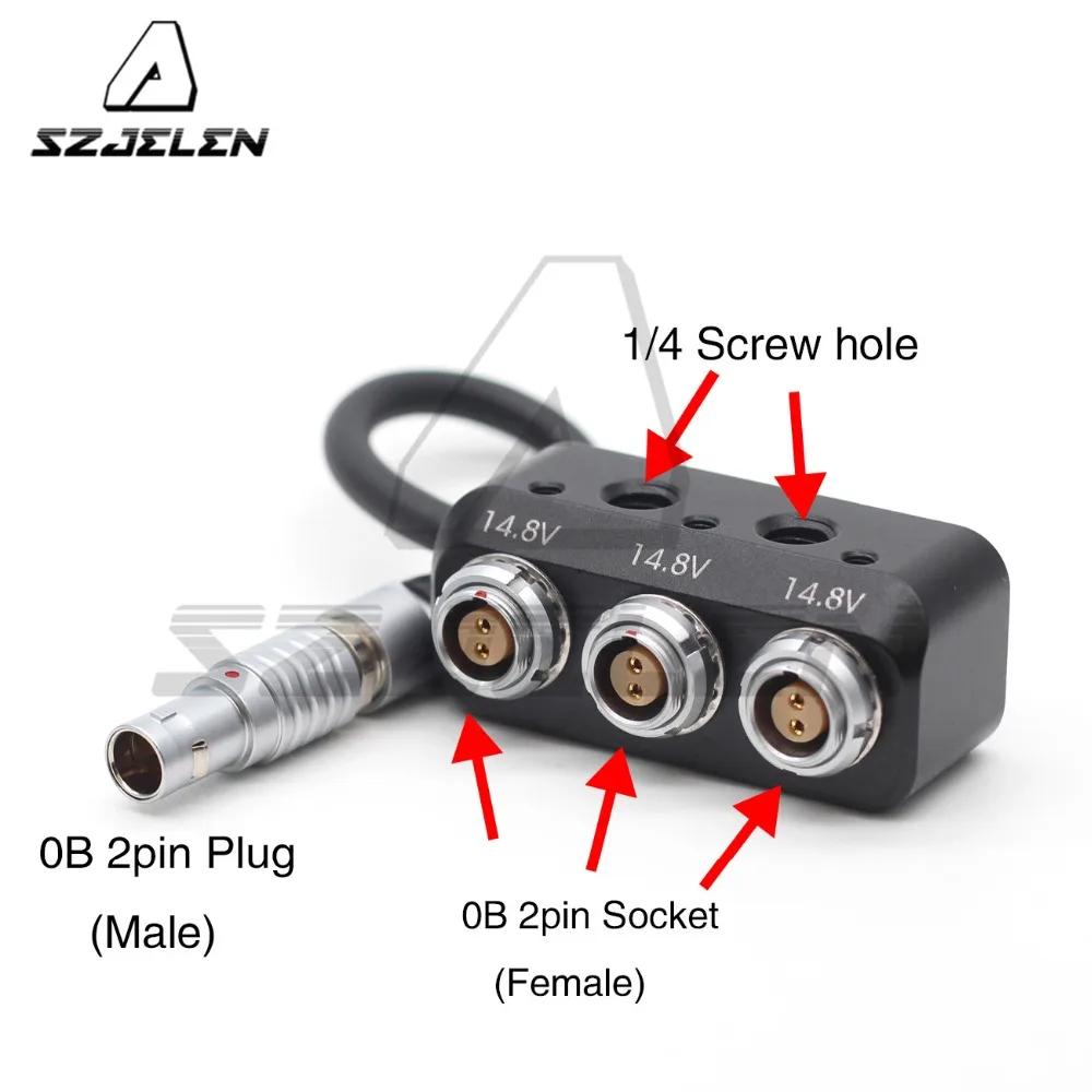 0B 2pin Male+ 0B 2pin женский концентратор переходник разветвитель для ARRI/SONY распределитель питания камеры, трехполосный разветвитель