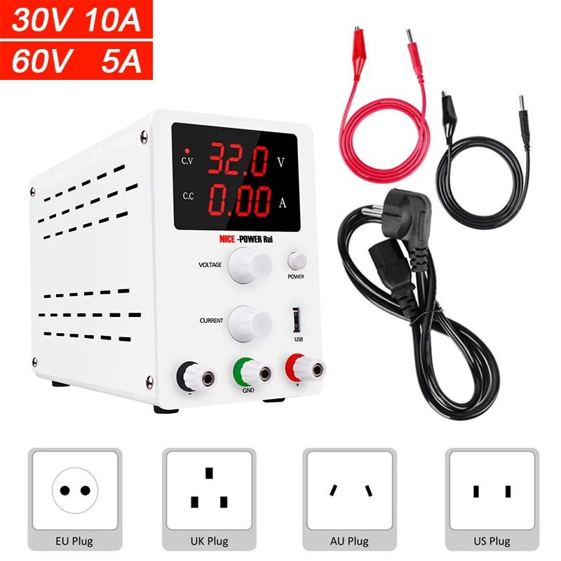  USB Regulated 60V 5A DC Switching Adjustable Lab Power Supply Laboratory 120V 30V 10A Voltage Regul