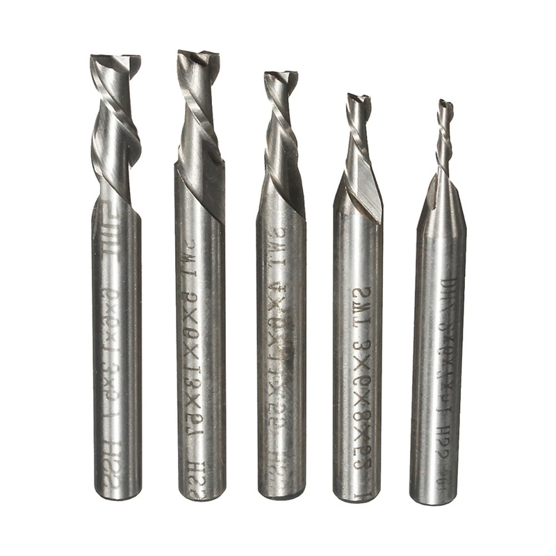 

5pcs/Set 2 Flute 2/3/4/5/6mm 6mm Shank Milling Cutter HSS End Mill CNC Engraving Bit Straight Shank Drill Bit Tools