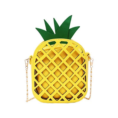 Pineapple Брендовая кожаная милая сумка для женщин милая сумка в виде ананаса с цепочкой Ptgirl открытая мини женская сумочка с фруктами для девушек - Цвет: Pineapple