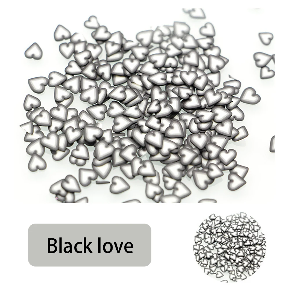 Black love Новые животные фимо гончарные фруктовые кусочки порошок в слизи поставки амулеты для слизи пушистый Лизун DIY Набор аксессуаров для телефона детские игрушки - Цвет: Black love