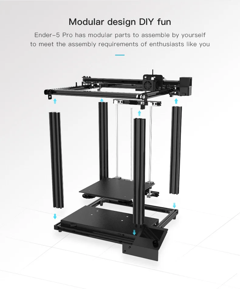 Ender-5 Pro 3D-принтер размер печати 220*220*300 мм w/Mute материнская плата 45 ° экран дисплея незавершенный