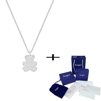

SWA New Exquisite Cute Bear Crystal Pendant Necklace Elegant Cute Lady Jewelry Send Girlfriend Fashion Best Birthday Gift
