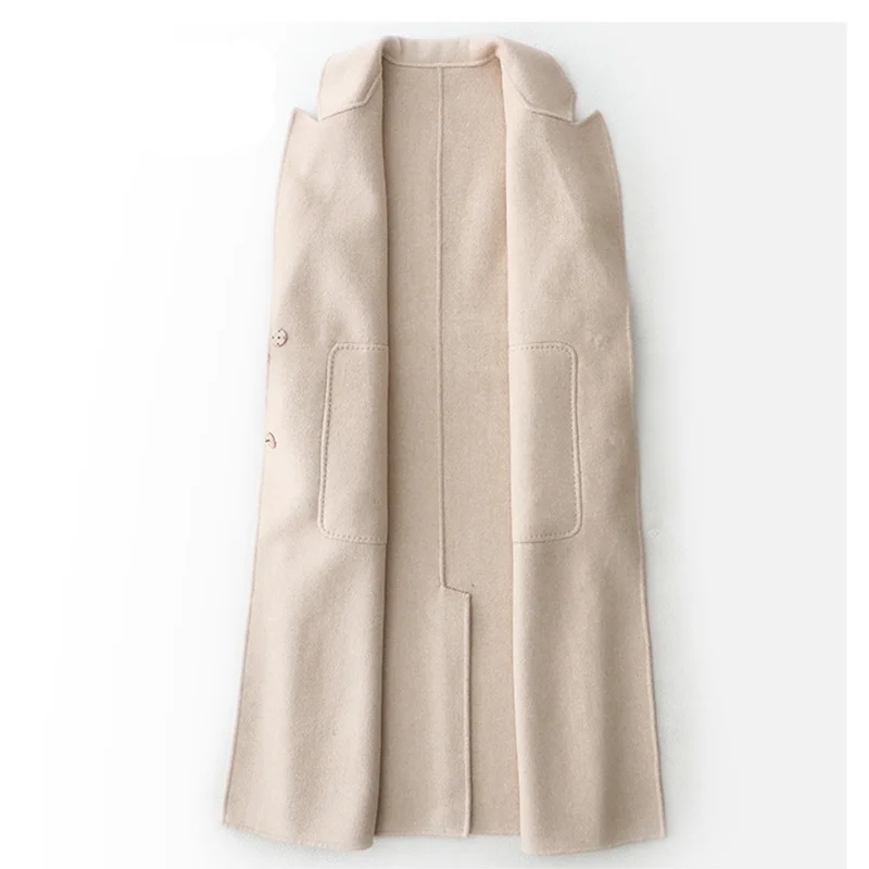 

Coat Double-sided Wool Fashion Female 2020 Spring Autumn Wool Long Jacket Korean Fashion Solid Woolen Coats Women Outwear en s