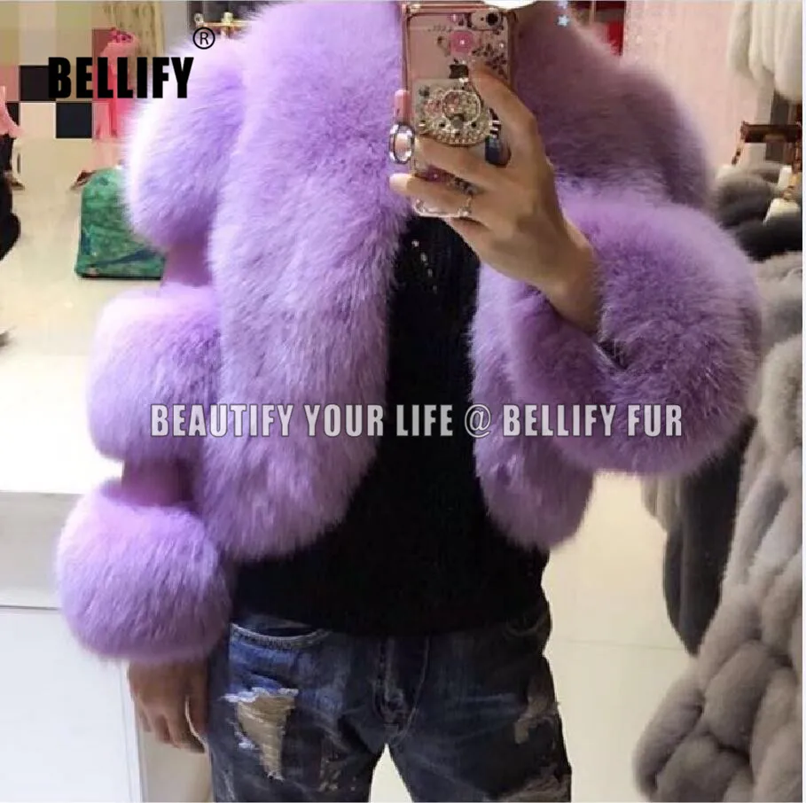 

2019 new model women real fox fur coat long sleeves winter fashion unique stylish croppted jackets