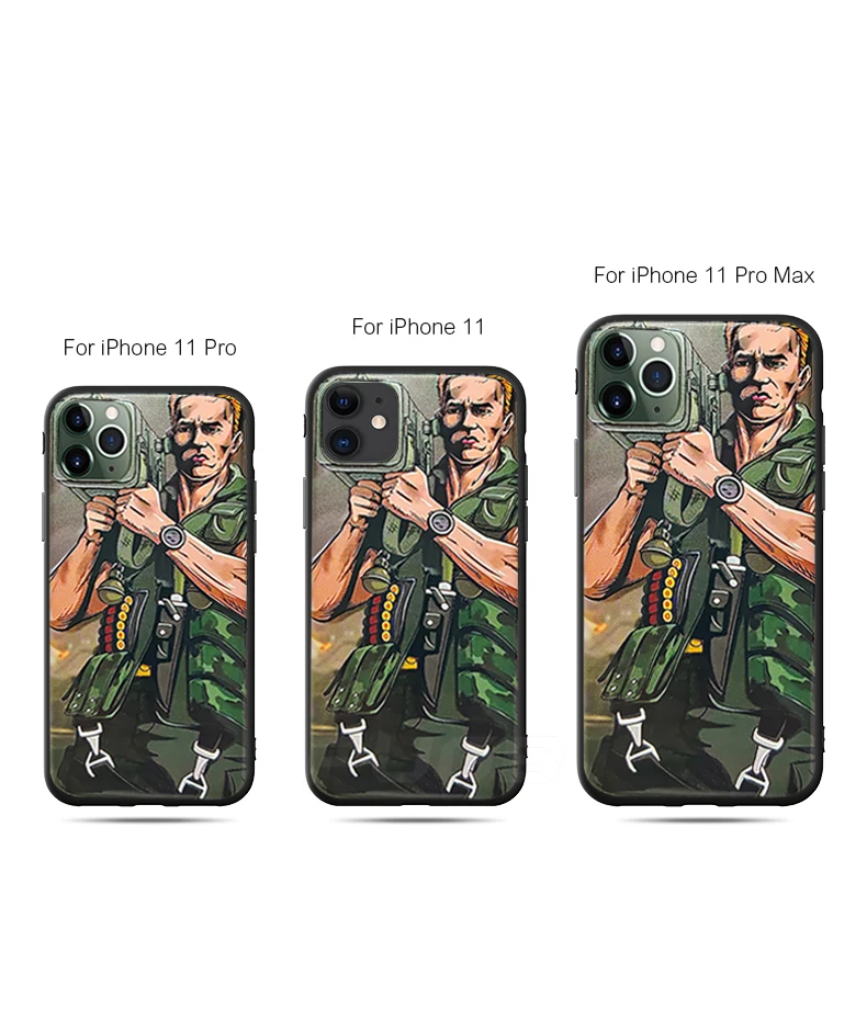 Cannon Gun Phone Case on the for iPhone 11 Pro Max 3D Emboss Cartoon Soft Silicone Bumper+Hard PC Steel Pattern Cover |
