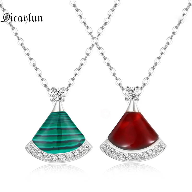 Ожерелье из нержавеющей стали для женщин и девушек подвеска с каменным кулоном в