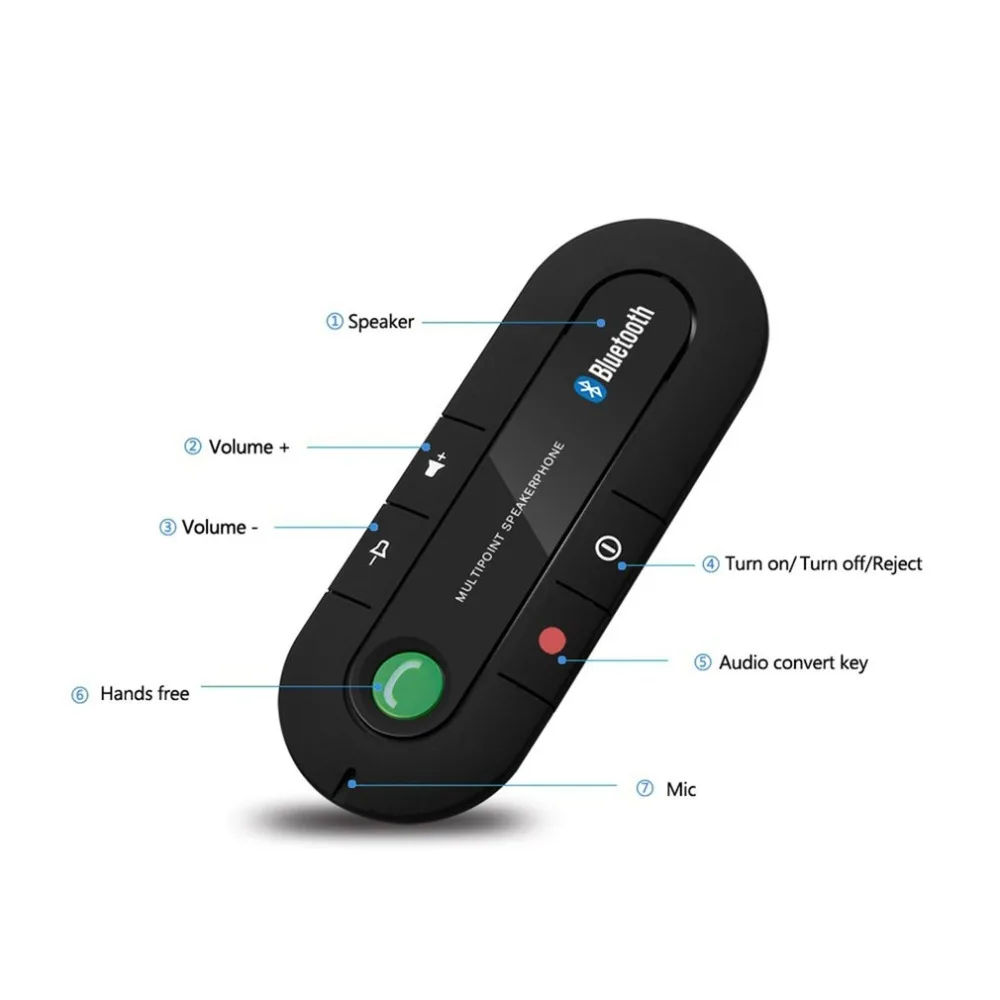 USB Bluetooth Handsfree Car Kit Wireless Bluetooth Speaker Phone MP3 Music Player Sun Visor Clip Speakerphone Charger no aux car bluetooth speakerphone