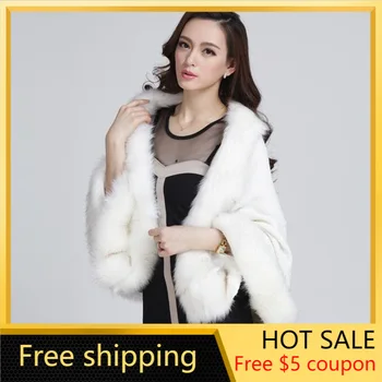 

2020 New Style for Autumn and Winter Women's Large Size Sweater Coat Solid Loose Imitation Fox Fur Fur Cloak Fashion Shawls