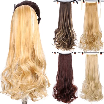 

MUMUPI Long Curly Clip In Ponytail Hair Extension Heat Resistant Synthetic Natural Wave Pony Tail Fake Hair