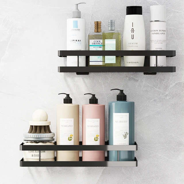 Shelves Shampoo Black Bathroom  Shower Corner Shelves Kitchens - Wood Black  Bathroom - Aliexpress