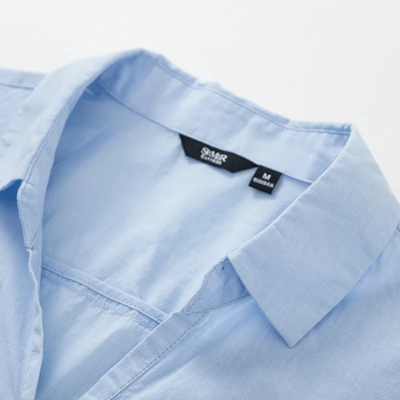 Рубашка SEMIR Женская с длинным рукавом свободная хлопковая простая блузка V