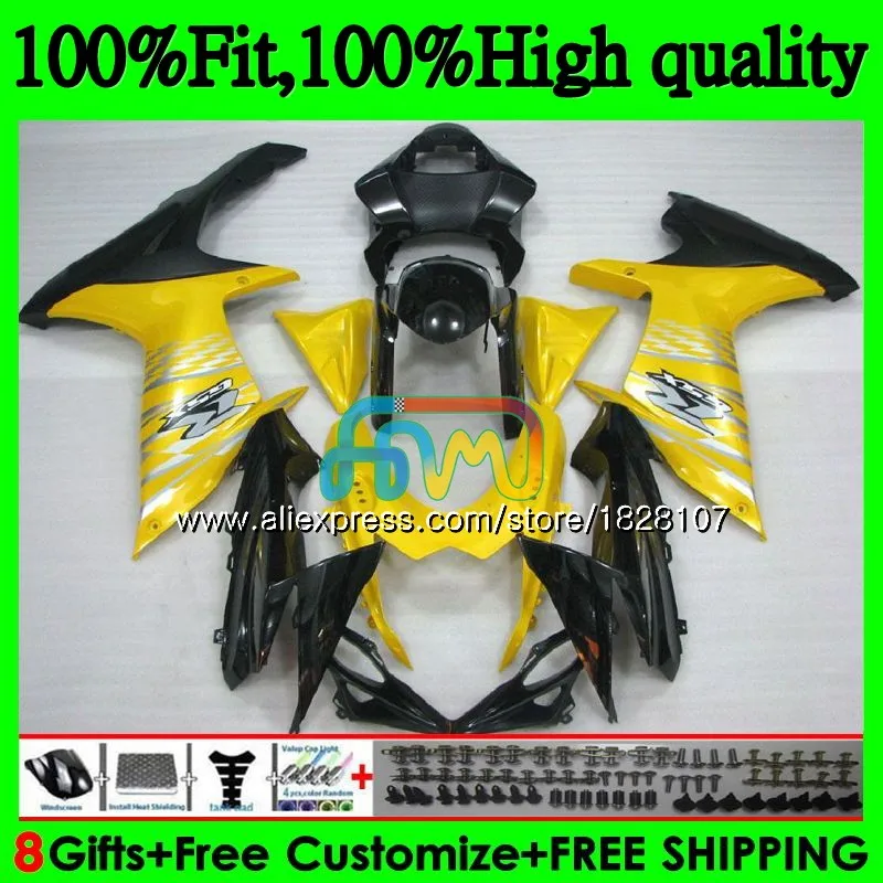 Инъекции для SUZUKI GSXR 600 750 GSXR750, возрастом 11, 12, 13, 14, 15, 39BS. 39 K11 GSXR600 2011 2012 Черного и золотого цвета 2013 обтекатель - Цвет: No. 1