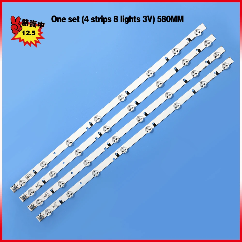 New Kit 4 PCS 8LEDs 580mm LED backlight stirp for UE32EH4000W UN32EH4000 D1GE-320SC0-R3 BN96-24166A BN96-24145A 32H-3535LED-32EA
