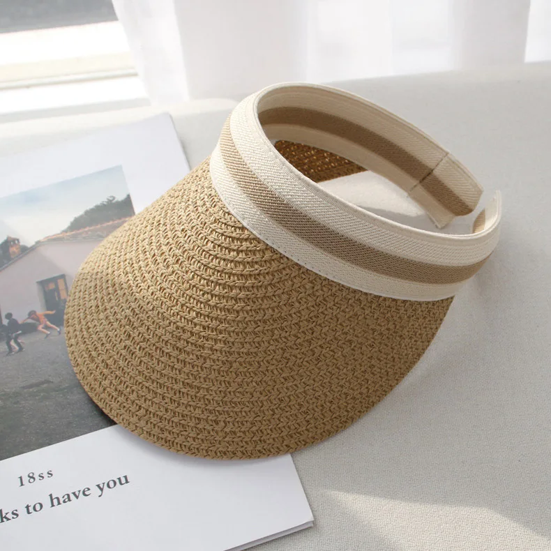 Summer empty top Korean version of grass hat women travel holiday leisure sun hat beach hat sun hat sun hat tide - Цвет: Небесно-голубой