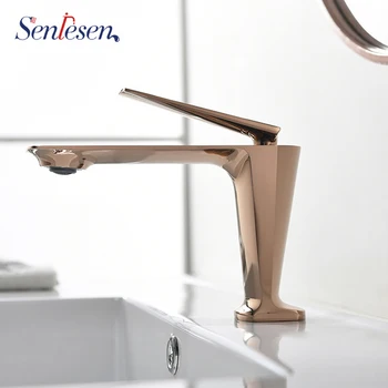 

Luxury Basin Sink Mixer Faucet Bathroom Tap Square Shape Water Taps Gold Finish Deck Mount with Plate