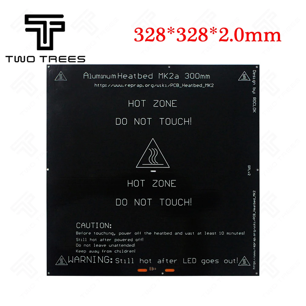 3dprinter с подогревом MK2A(328*328*2,0 мм) 24v RepRap RAMPS 1.4PCB тепла кровать с мультфильмами горячая пластина для& Мендель для 3D-принтеры MK2B 3d очаг