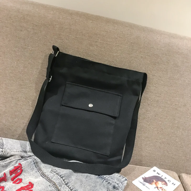 Pure Pigment Bag Wholesale Korean-style Canvas Beach Bag Women's Shoulder Large Bag College Student School Bag