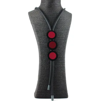 

New long necklace for women pendant necklaces Round Aluminum Sheet Accessories Handmade Rubber Punk Jewelry