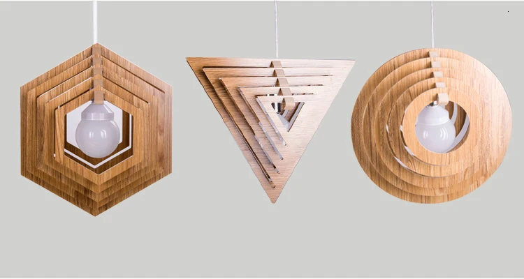 Japanese Loft Vintage Wood Pendant Lamp DIY Wooden Lampshade Creative Restaurant E27 Hanging Light LED Luminaire