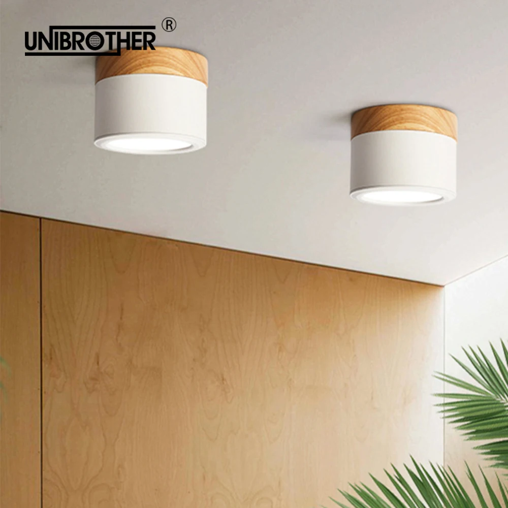 downlight lamp wooden Downlights wood led ceiling spot light down lights 5w lamps Lighting Fixtures living foyer Nordic Iron