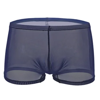 

Men's Sexy See Through Underwear Boxer Solid Color Breathable Sports men boxers transparent pure color panties