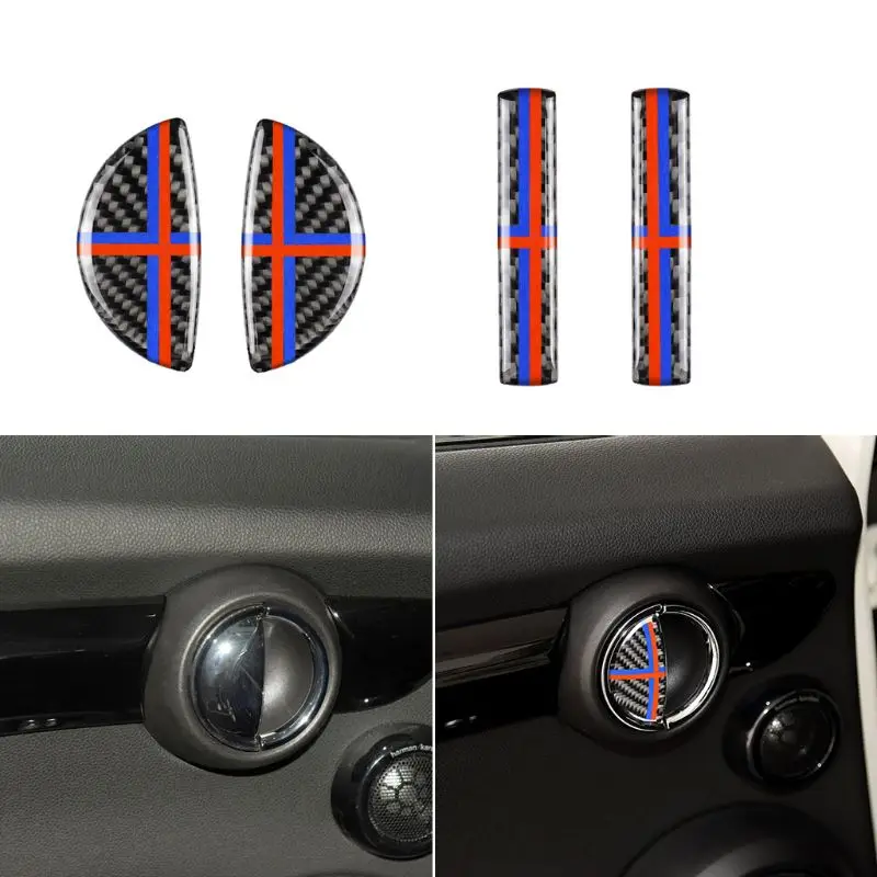 4 шт. для Mini Cooper F55 Clubman F54 Countryman F60 аксессуары интерьера из углеродного волокна дверные ручки крышки отделка наклейки G6KC - Название цвета: Красный