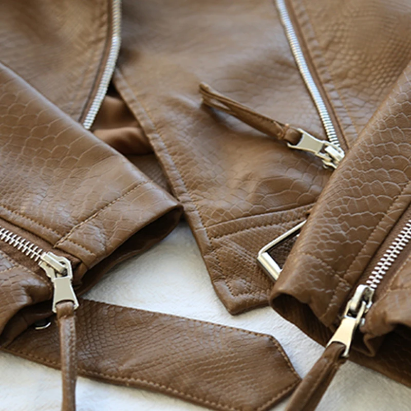 Women's Slim Streetwear Leather Jacket-3