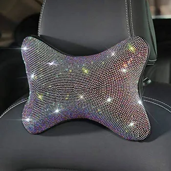

Fashion Rhinestone Crystal Car Headrest Neck Pillows Diamond Car Seat Belt Cover Pad Waist Support Auto Interior Accessoriess