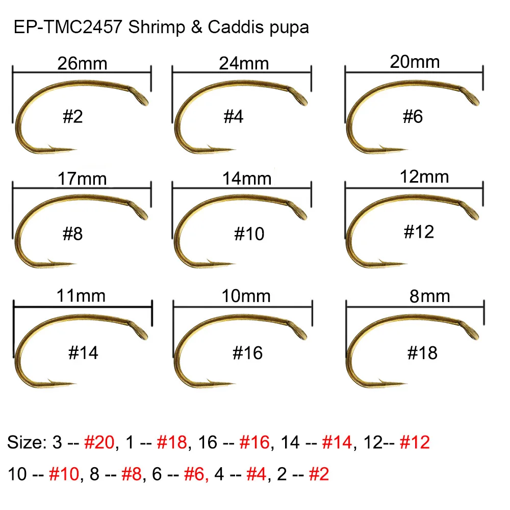 Eupheng 100 шт. креветки Caddis Pupa Хоппер наземные рыболовные крючки сухая Нимфа мокрая муха рыболовные крючки