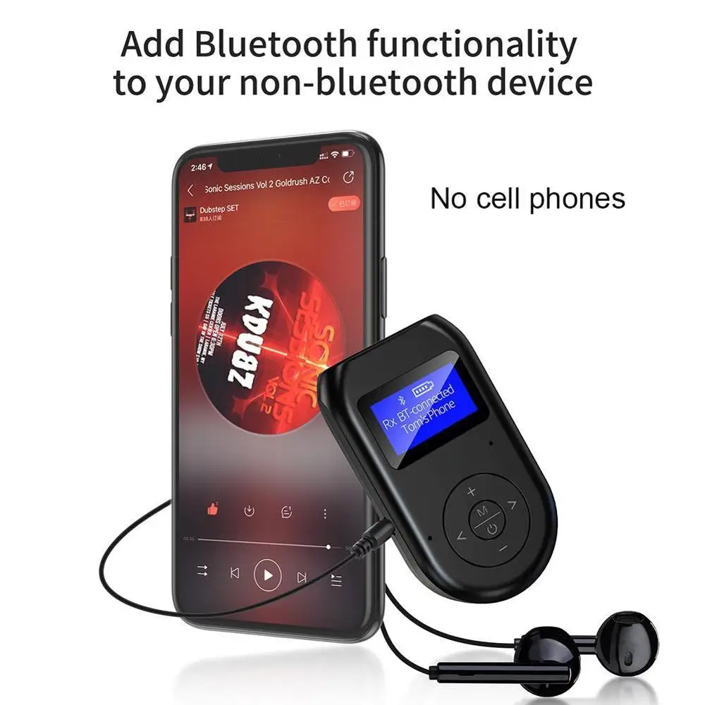 LCD Display Bluetooth 5 0 Audio Receiver Transmitter Speaker Music For Car AUX Jack Adapter 3 5mm Handsfree Headphones Wire F2D5