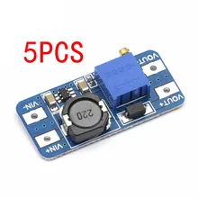 5 pces mt3608 DC-DC step up conversor impulsionador módulo de fonte de alimentação boost step-up placa de saída máxima 28 v 2a