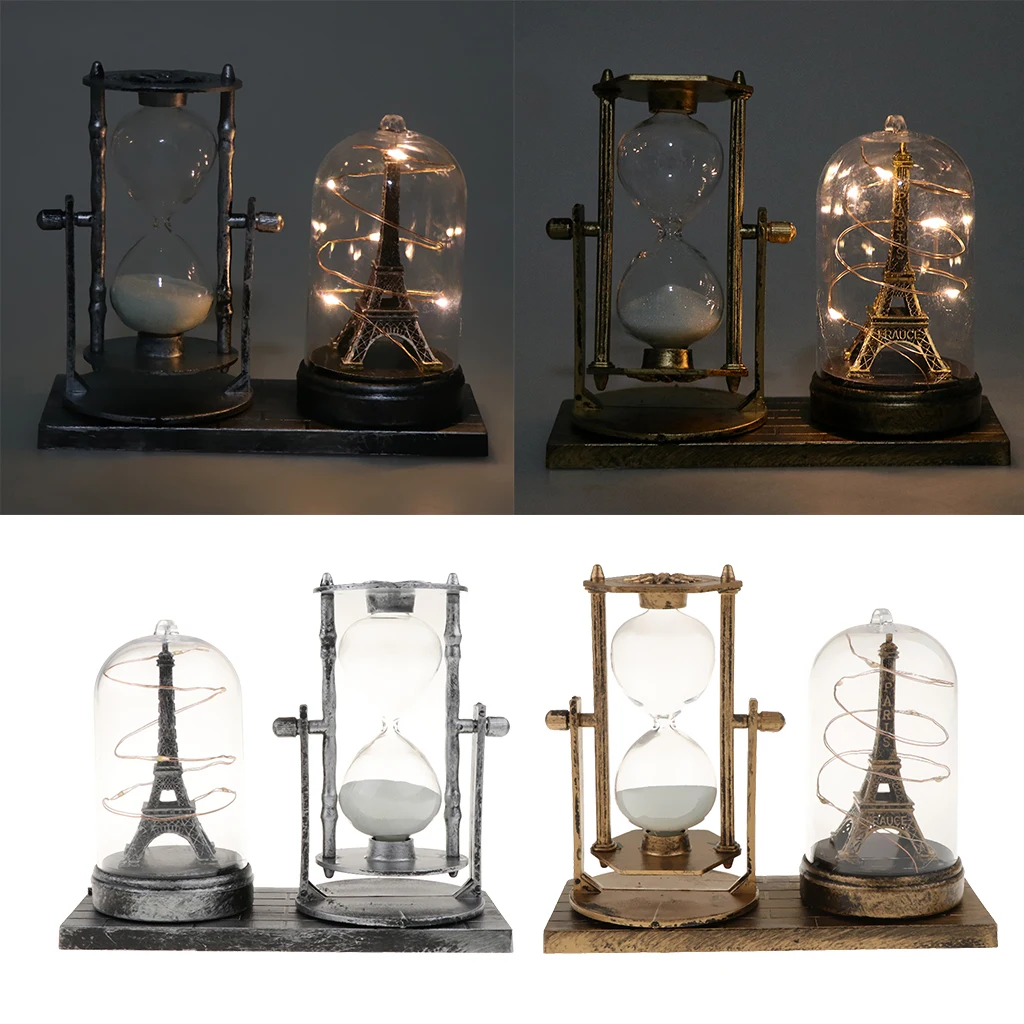 Tower Hourglass Ornaments Built-in Illuminated Light Warm Decorations for Living Room Bedroom Desktop Office Decor