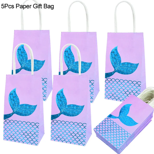 Little Mermaid Party Balloons 32inch Number Foil Balloon Kids Birthday Party Decoration Supplies Baby Shower Decor Helium Globos 5pcs gift bag