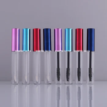 

100pcs 9ml round clear white pink purple blue black silver gold empty silver black mascara tubes